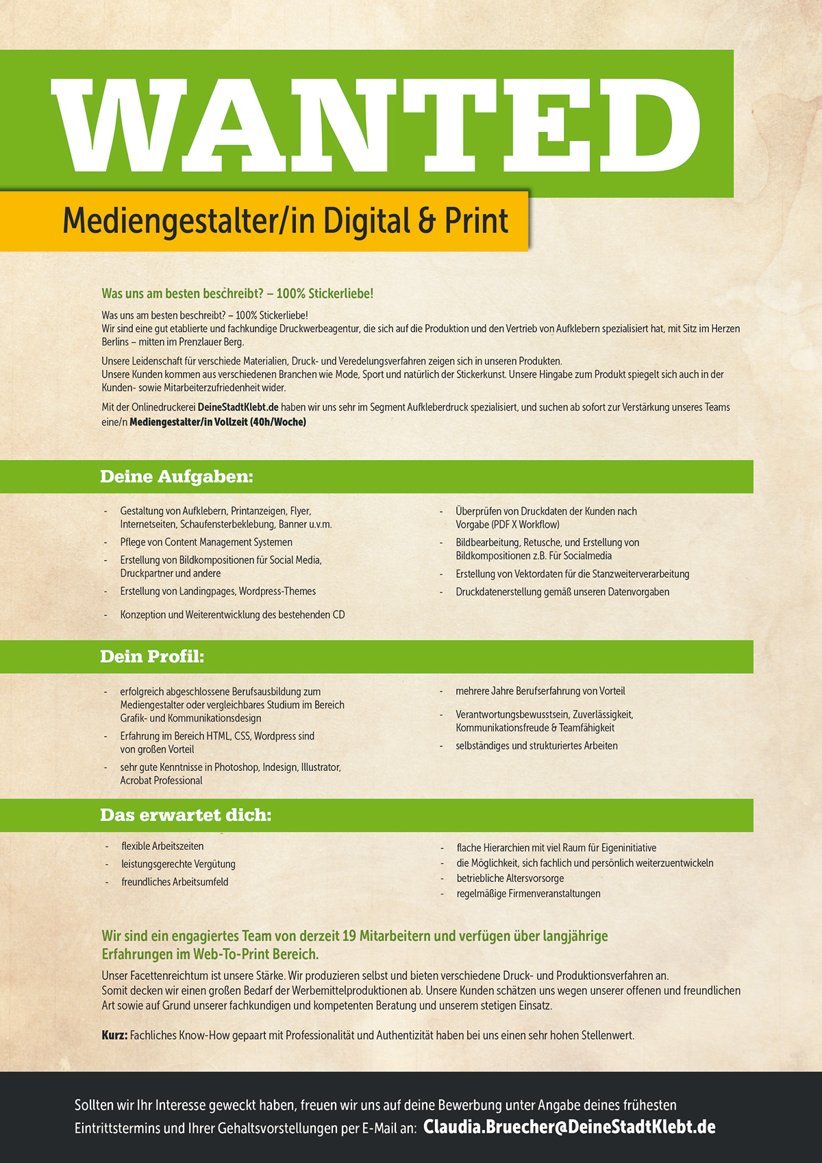 Stellenangebot Mediengestalter Digital & Print Stickerblog