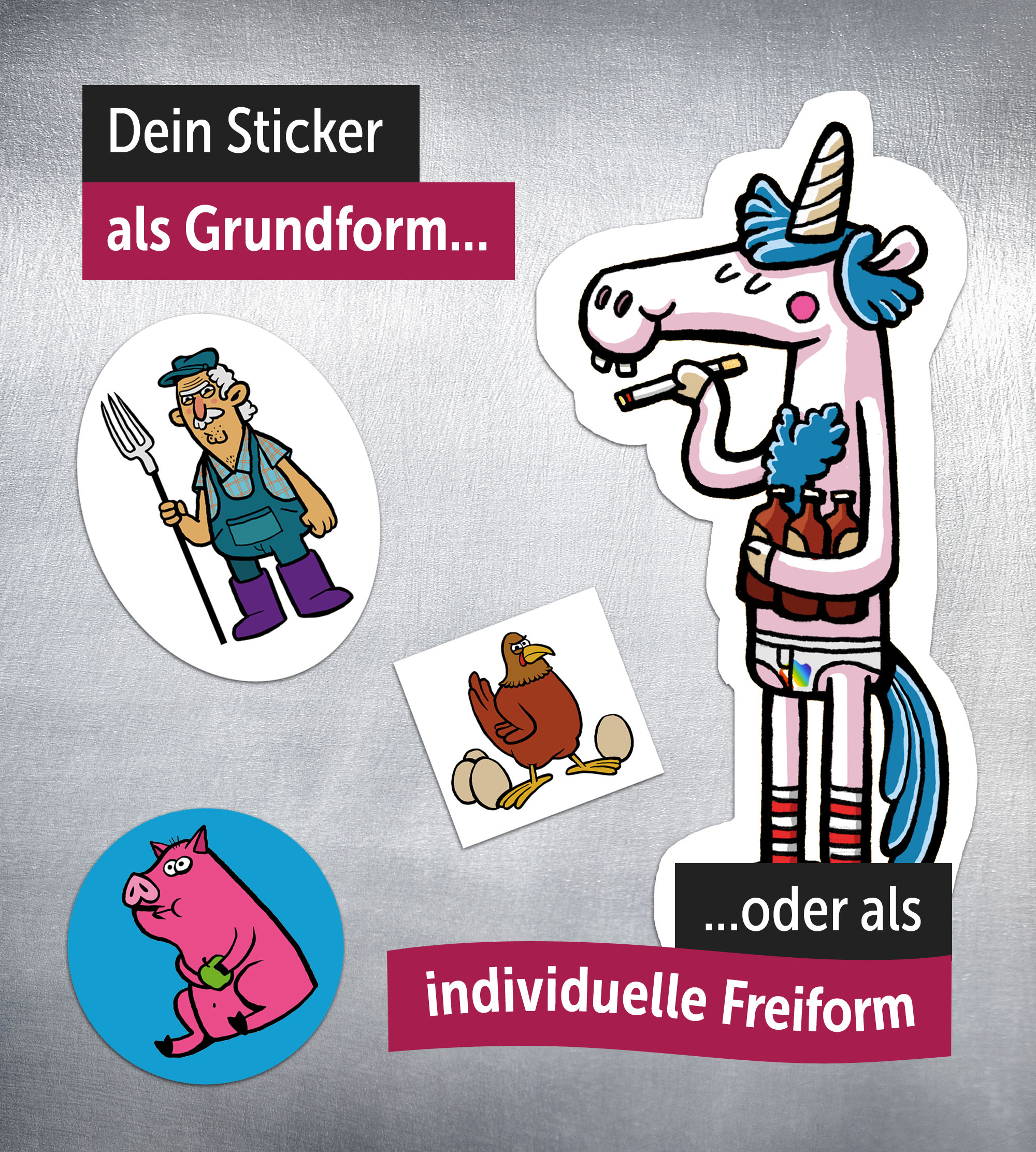 Freiform Sticker, Stickerformen