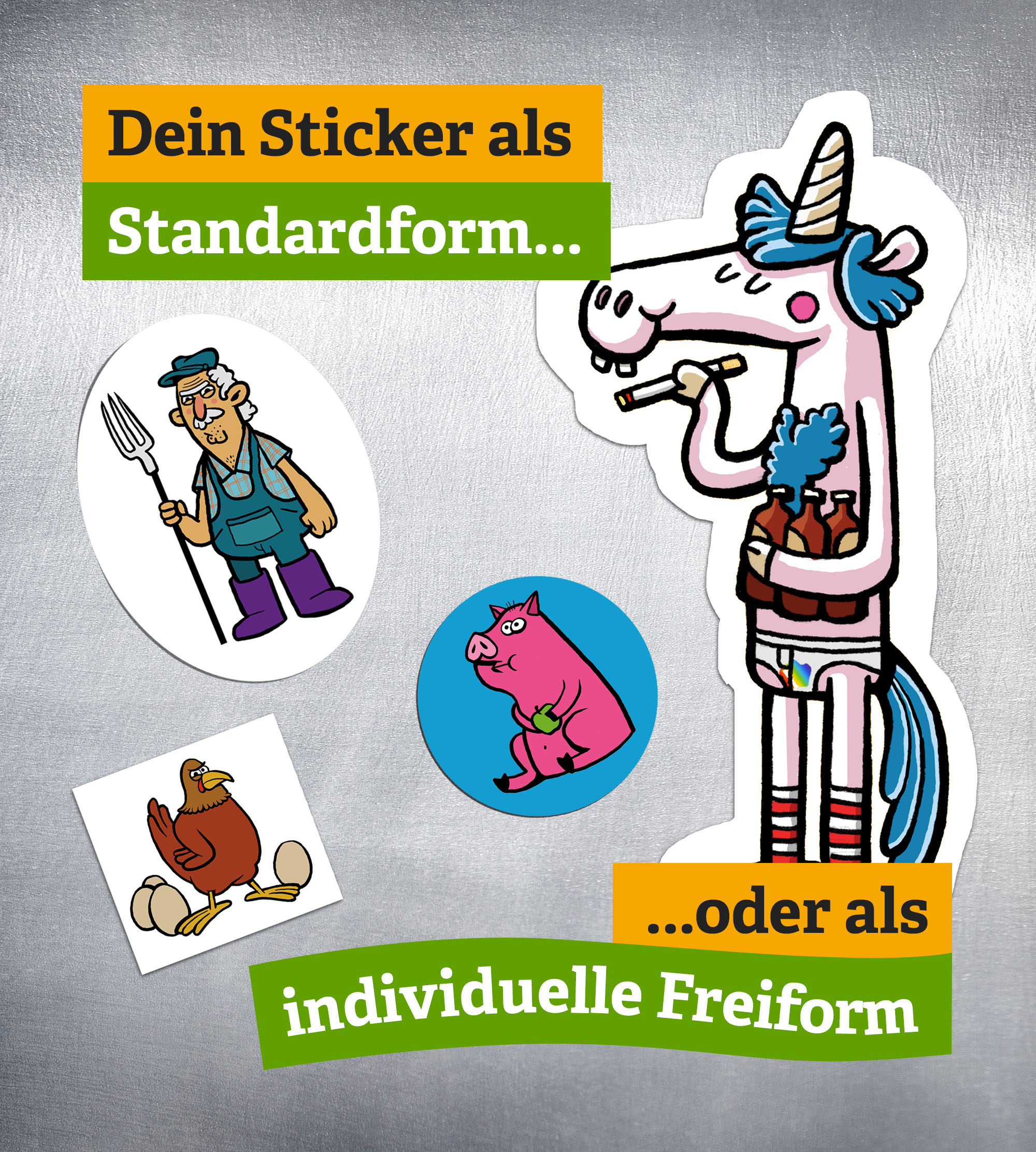 Standardform und Freiform-Sticker