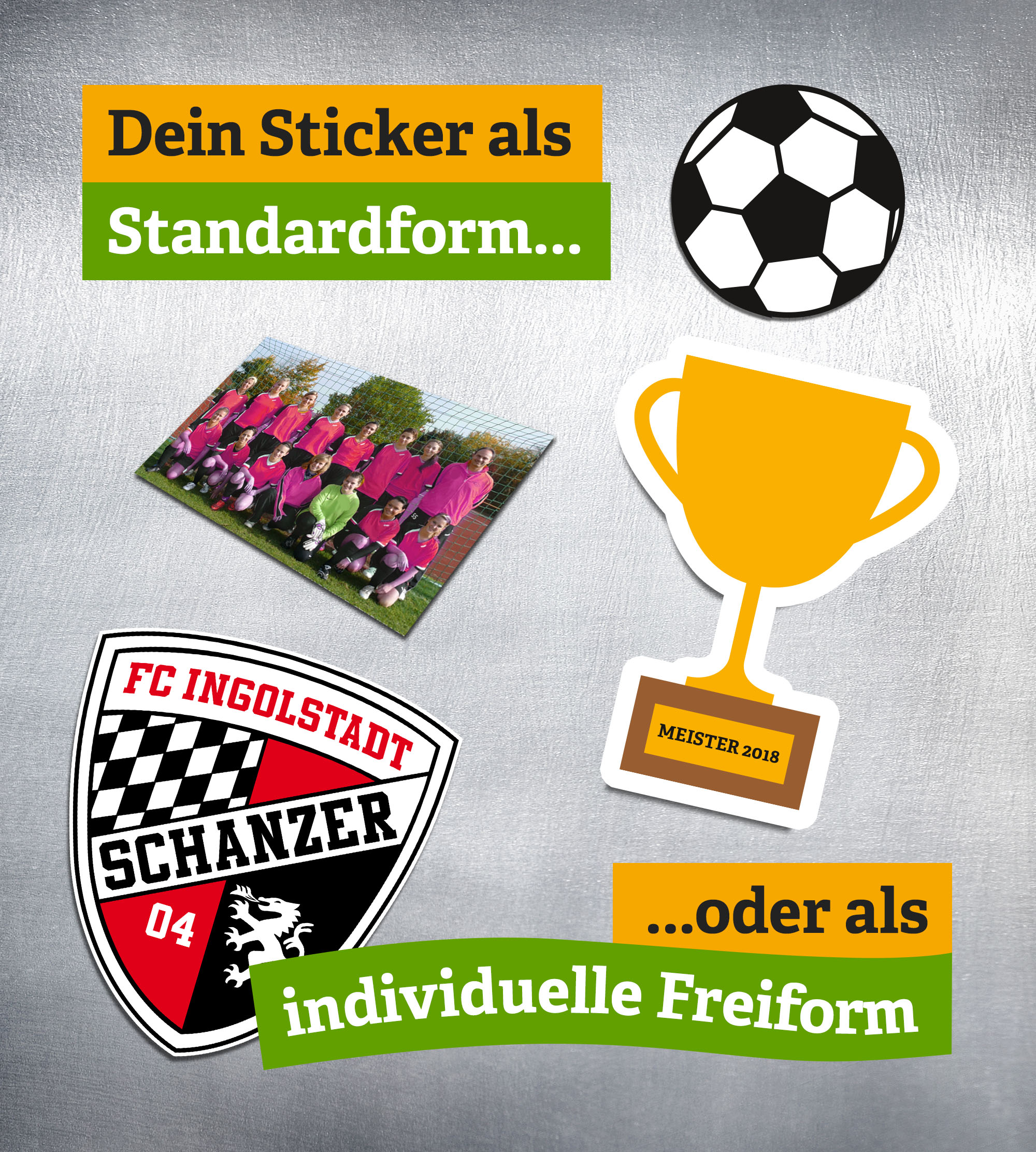 Standardform und Freiform-Sticker