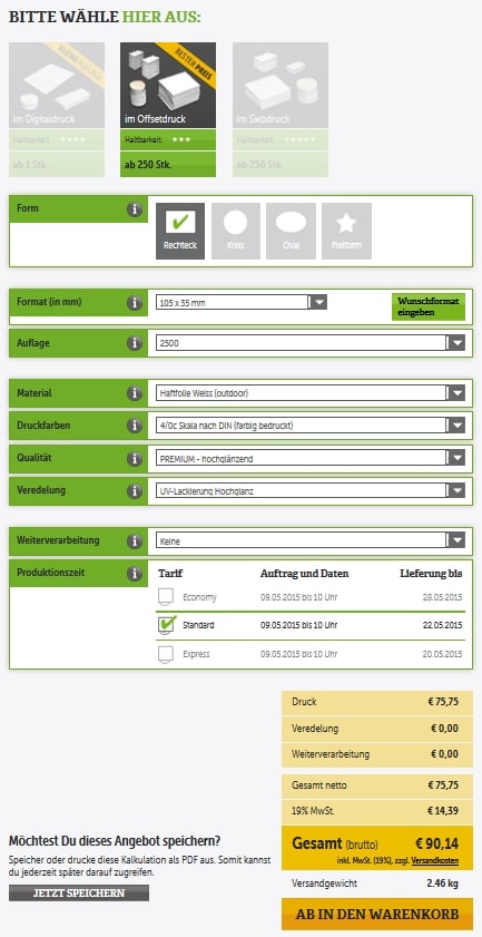 DeineStadtKlebt.de - Was unsere neue Website dir zu bieten hat 2 Offsetkalkulator
