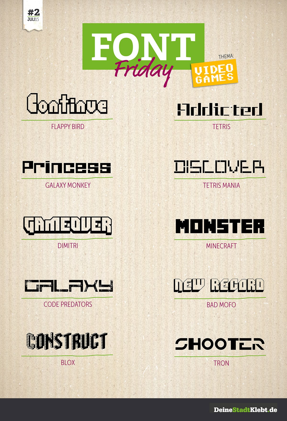 Font Friday #2 - Video Games 1 Font-Friday Juli 2015 Videogames