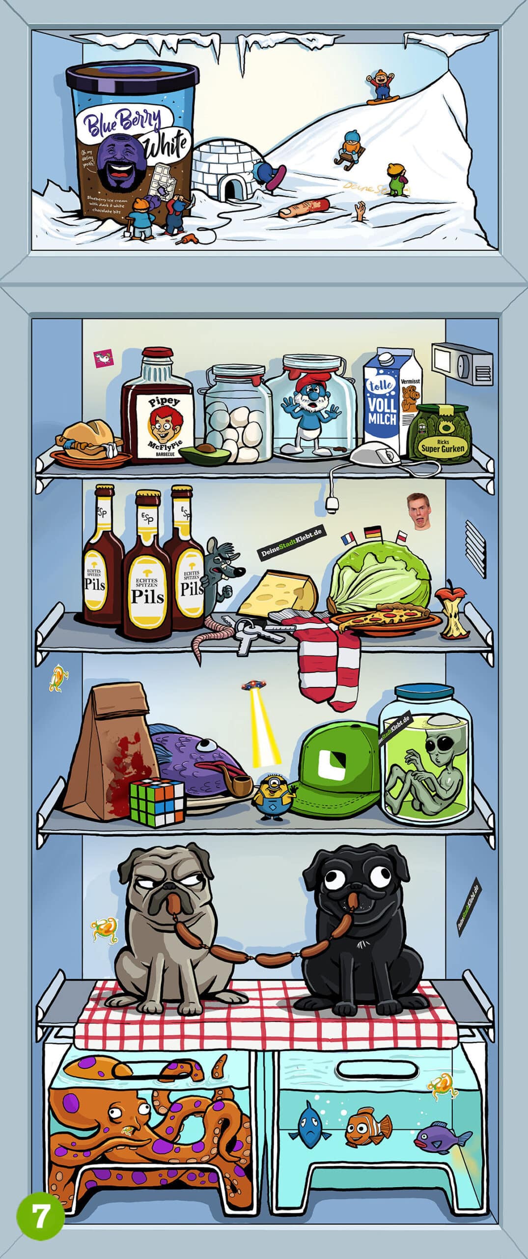 Großaufnahme der fertigen Kühlschrankbeklebung Großaufnahme der fertigen Kühlschrankbeklebung