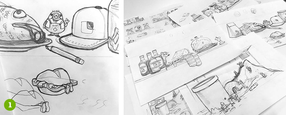 Skizzen für Aufklebermotive zur Kühlschrankbeklebung Skizzen für Aufklebermotive zur Kühlschrankbeklebung