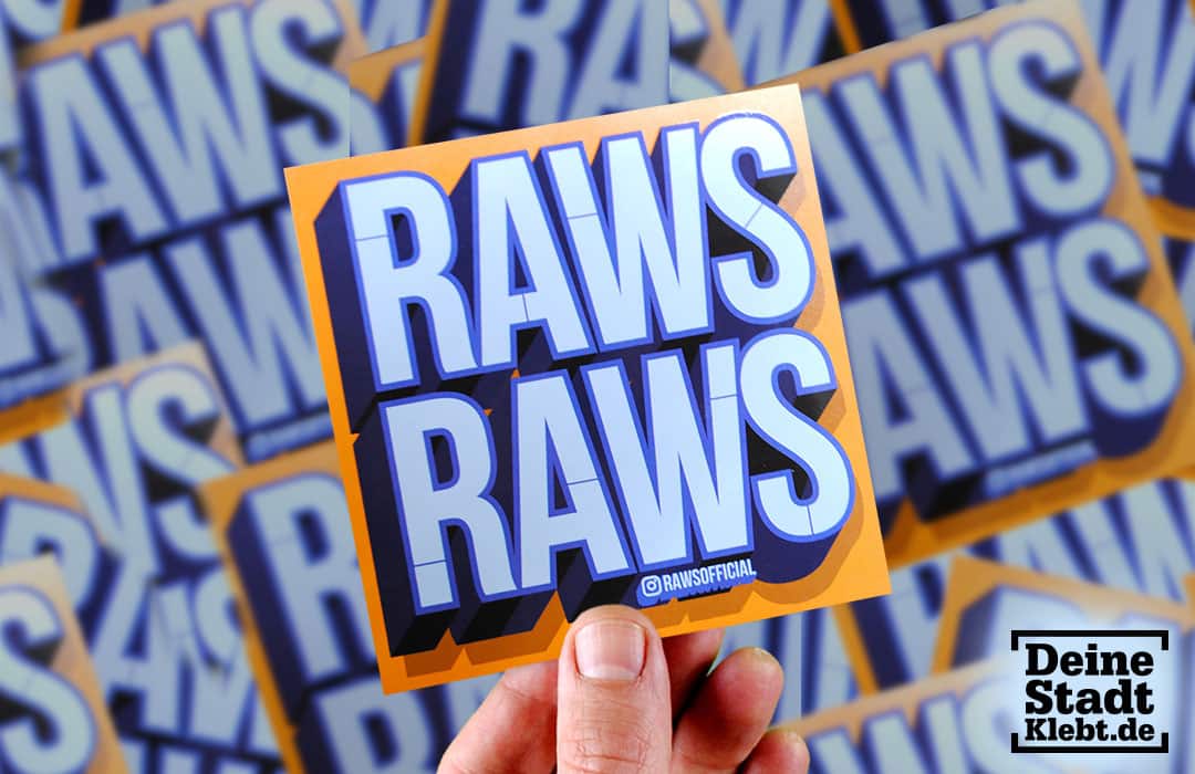 Aufkleber aus Haftfolie Aufkleber des Graffiti Künstlers Raws gedruckt von DeineStadtKlebt.de