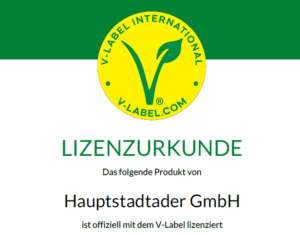 Lizenzurkunde für vegane Aufkleber