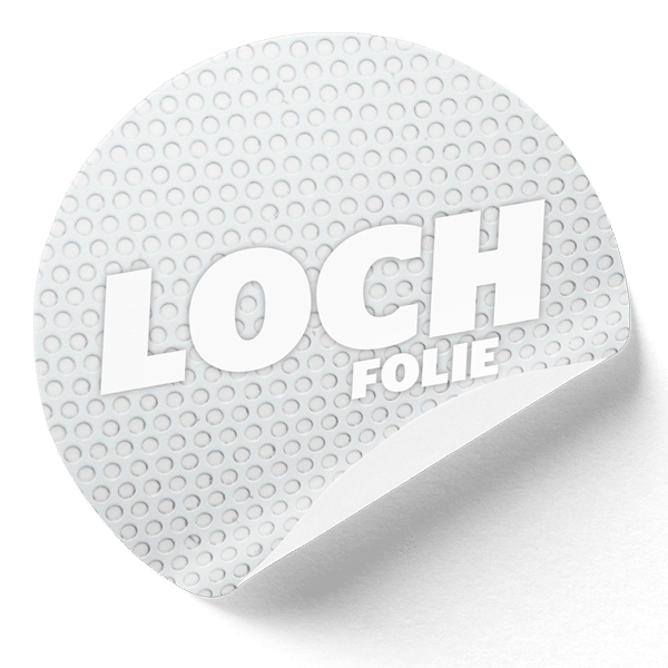Aufkleber auf Lochfolie