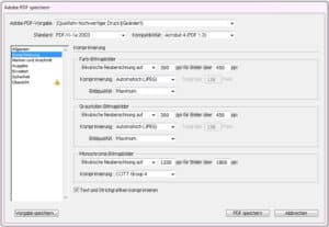 PDF speichern illustrator komprimierung