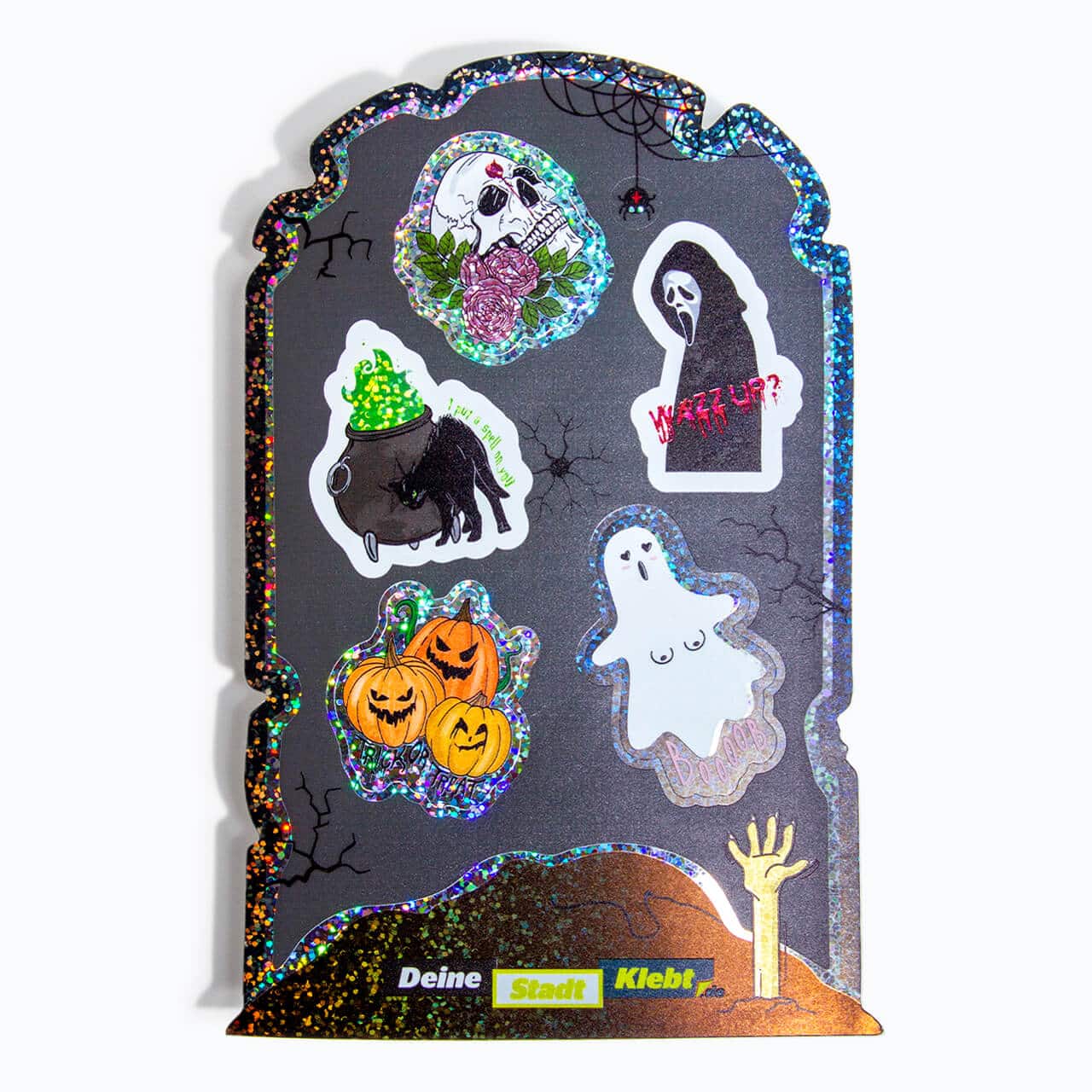 halloween stickersheet auf glitzerfolie