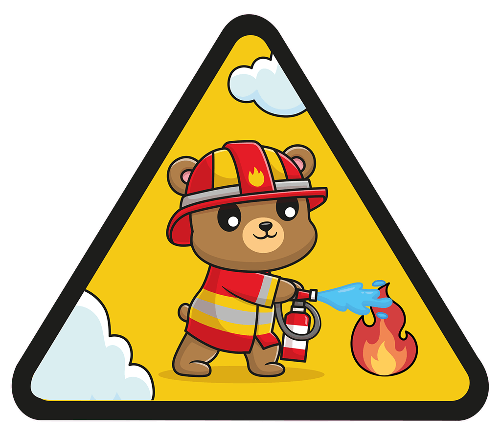 Kinderfinder-Aufkleber Teddy als Feuerwehrmann
