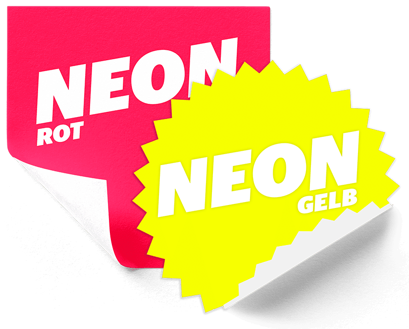 Neon-Aufkleber in Neon-Rot und Neon-Gelb drucken
